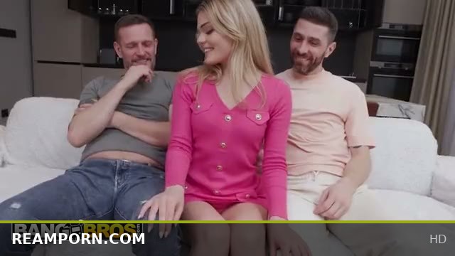 Jade the cute blonde gets pleasure from two huge cocks